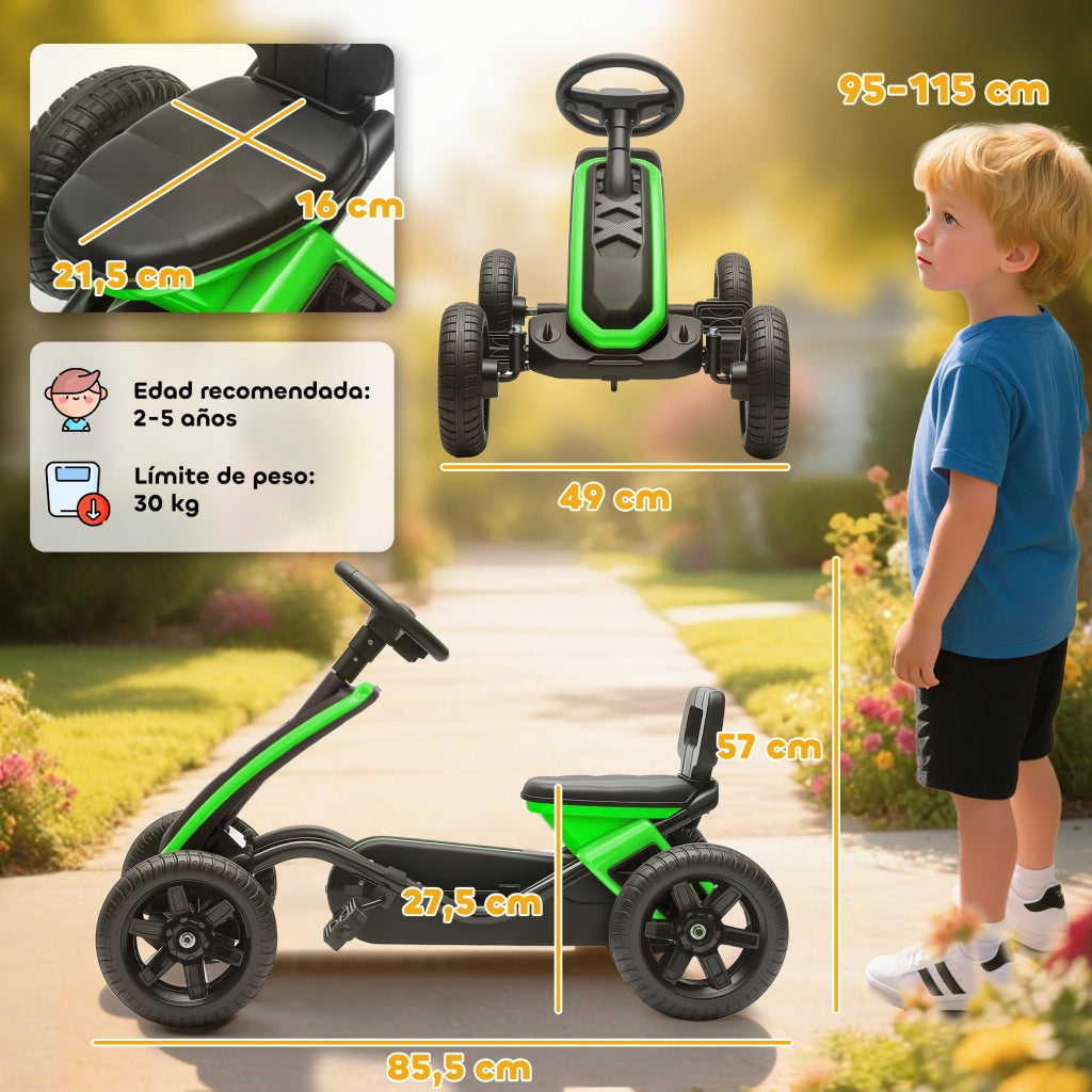 Pedal Car con Ruote Antiscivolo in EVA ¨C zephmum ¨C Verde per Bambini 2-5 Anni