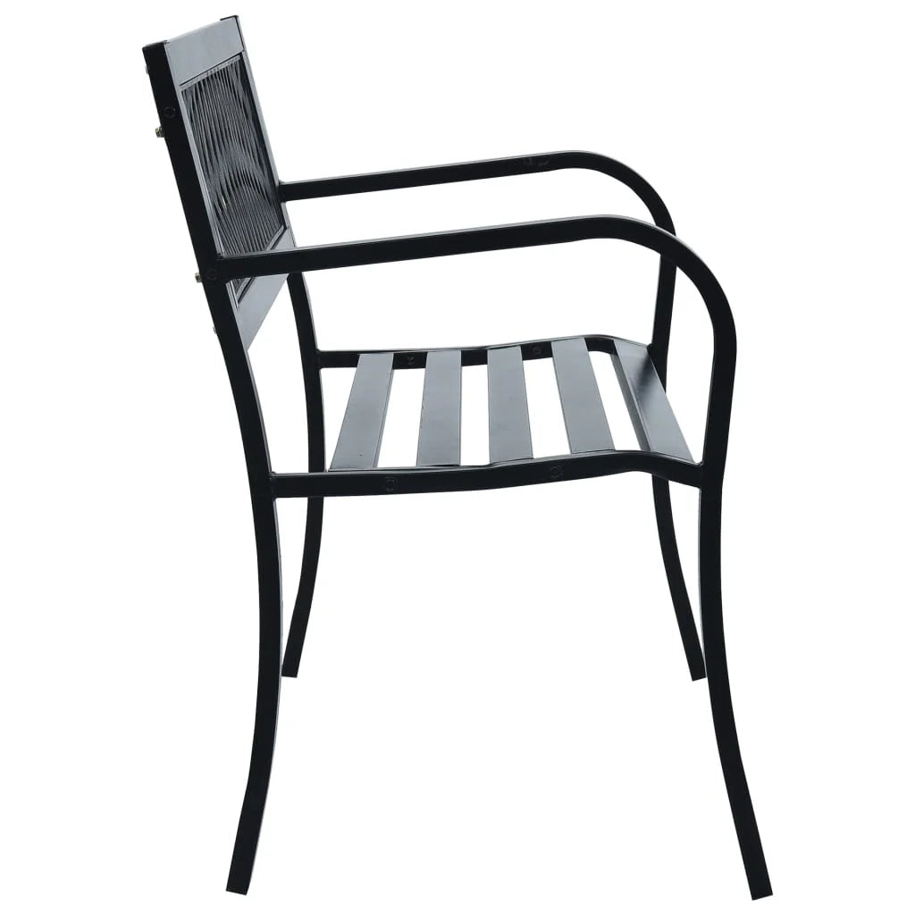 Panca da giardino mobili da esterno terrazza 125 cm acciaio nero 02_0011233
