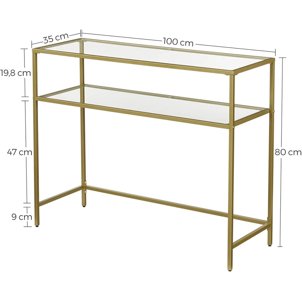 Consolle da salotto moderna in oro e vetro temperato