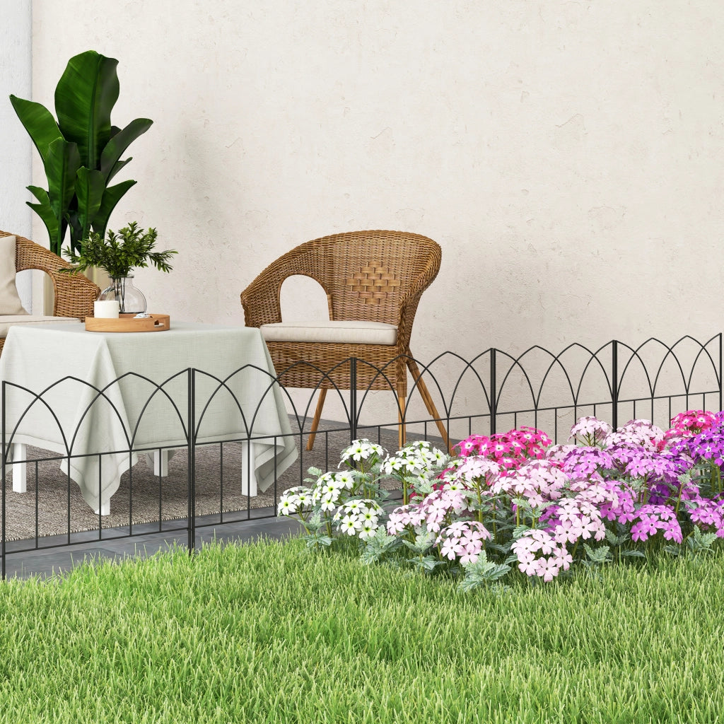 Set 5 Valli Decorativi per Giardino in Metallo ¨C zephmum ¨C Nero 205x45,5 cm