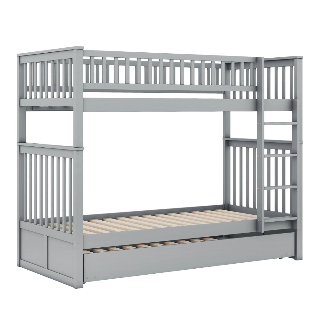 Letto a castello con letto estraibile pino grigio 90x200 cm