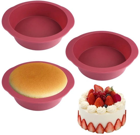 3 Stuks Silicone Bakvormen Ronde - Antiaanbak Cakevormen 15cm