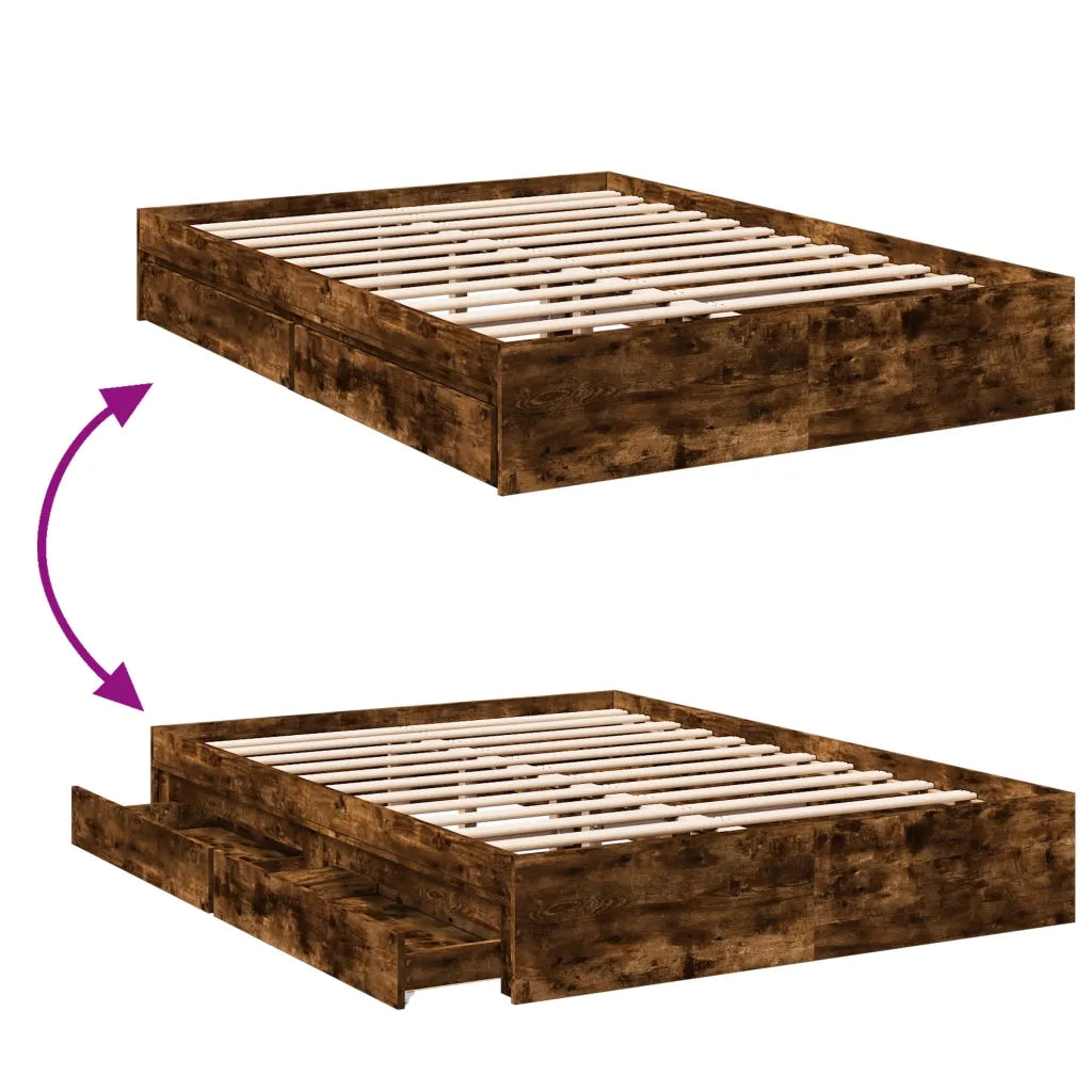 Giroletto con Cassetti Rovere Fumo 120x200 cm Legno Multistrato