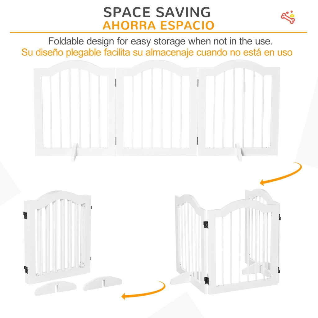 Cancelletto di Sicurezza Pieghevole per Cani Piccoli ¨C Xylo ¨C 3 Pannelli 154,5x29,5x61 cm Bianco
