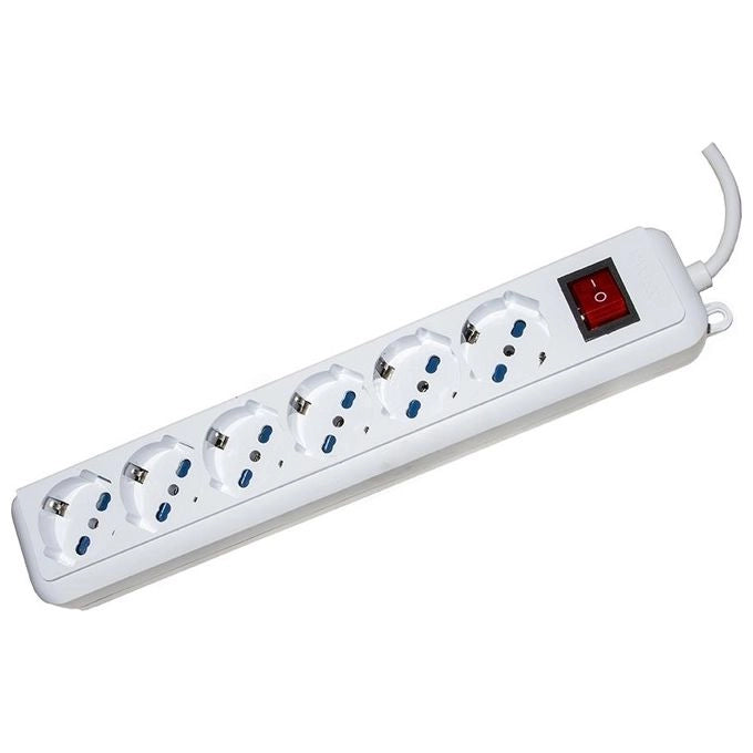 Link LKMP06 Multipresa 6 Prese Universali Ita Schuko 10-16A Spina 16A con Interruttore cavo 1.5 m colore Bianco