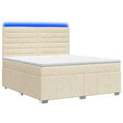Letto Box Spring LED con Materasso Crema 140 x 200 cm Tessuto 3455617