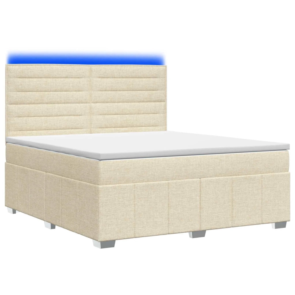 Letto Box Spring LED con Materasso Crema 140 x 200 cm Tessuto 3455617