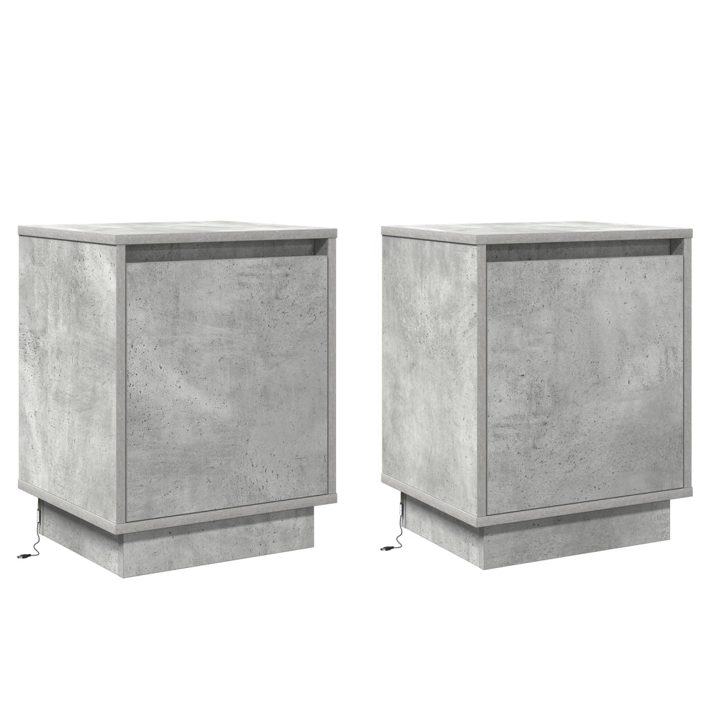 Comodini con Luci LED 2 pcs Grigio Cemento 39x34,5x50 cm