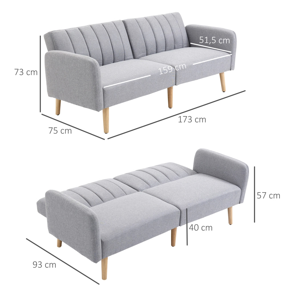 Divano Letto Moderno 2 Posti ¨C zephmum ¨C Grigio Tessuto 173x75x73 cm
