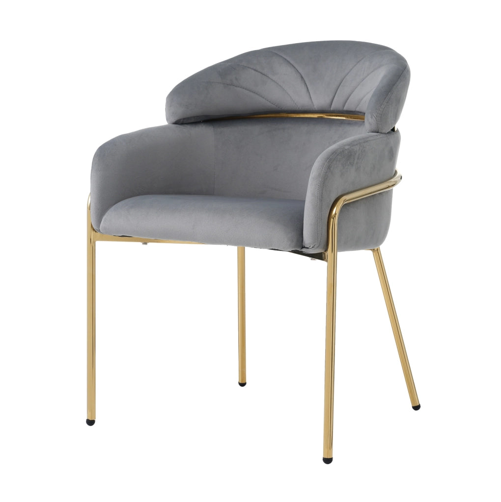 Sedia da pranzo in velluto grigio con gambe in metallo