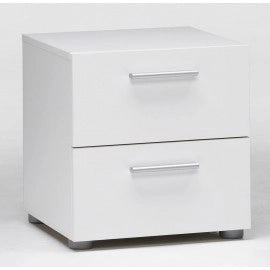 Comodino camera bianco in kit due cassetti cm 40x40x42h
