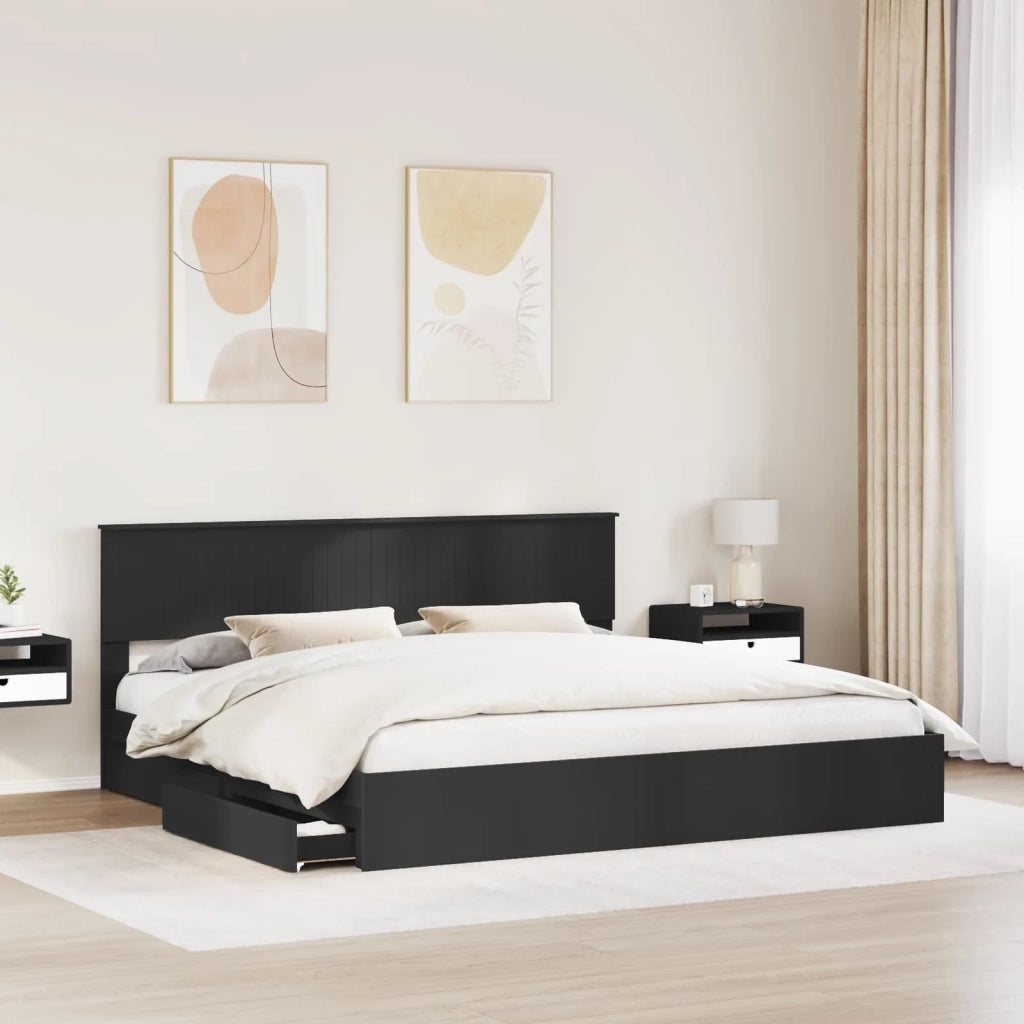 Letto con Contenitore Nero 200 x 200 cm Legno multistrato