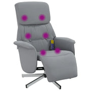 Poltrona | Sedia Relax Reclinante Massaggio Poggiapiedi Grigio Chiaro Tessuto