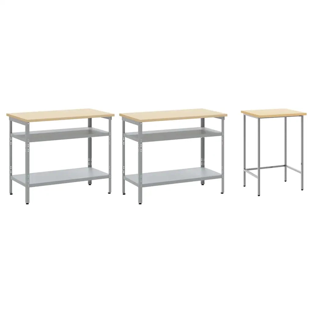 Set banco da lavoro con lo scaffale 3 pcs Beige e grigio 3321391