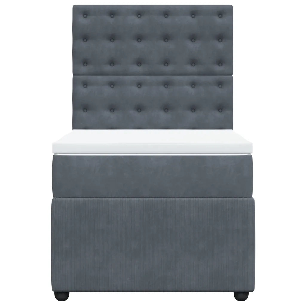 Giroletto a Molle con Materasso Grigio Scuro 90x200 cm Velluto