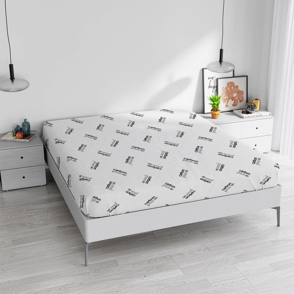 Coprimaterasso Elasticizzato Singolo in Poliestere Grigio Chiaro