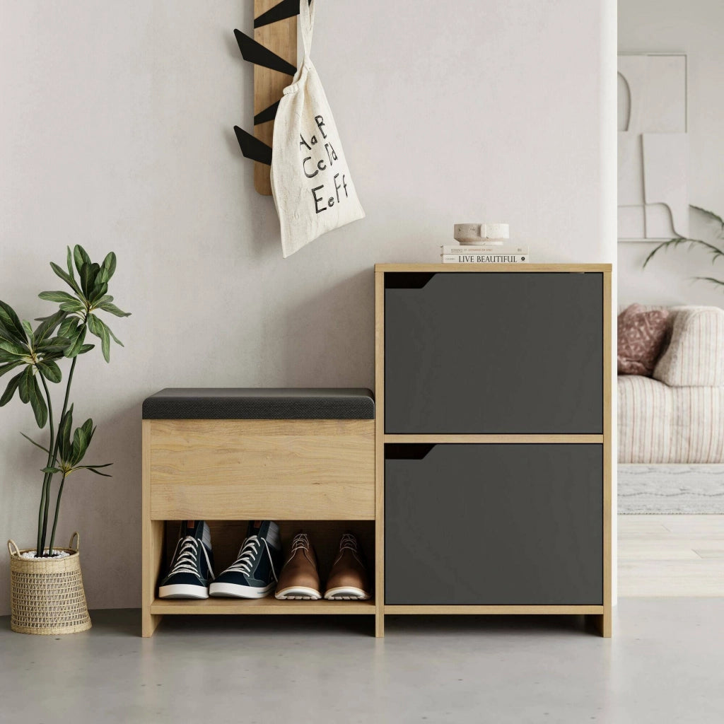 Mobile Portascarpe Tokage, Scarpiera 12 Paia, 102x36x81h cm Nero Antracite