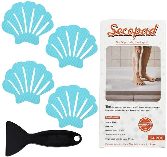 Antislip badstickers, 24 pezzi di adesivi di sicurezza per bagno, vasche da bagno, docce, scalini, autoadesivi, schiuma (blu)