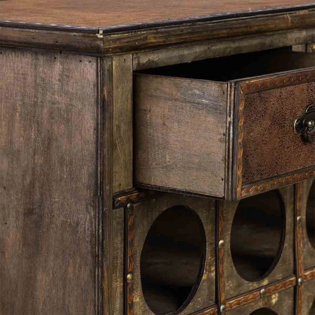 Baul porta bottiglie in legno marrone 63x31x69,5h cm
