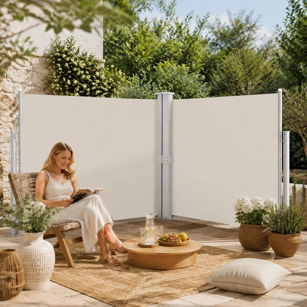 Extendable Side Awning, Cream, 140 X 600 Cm