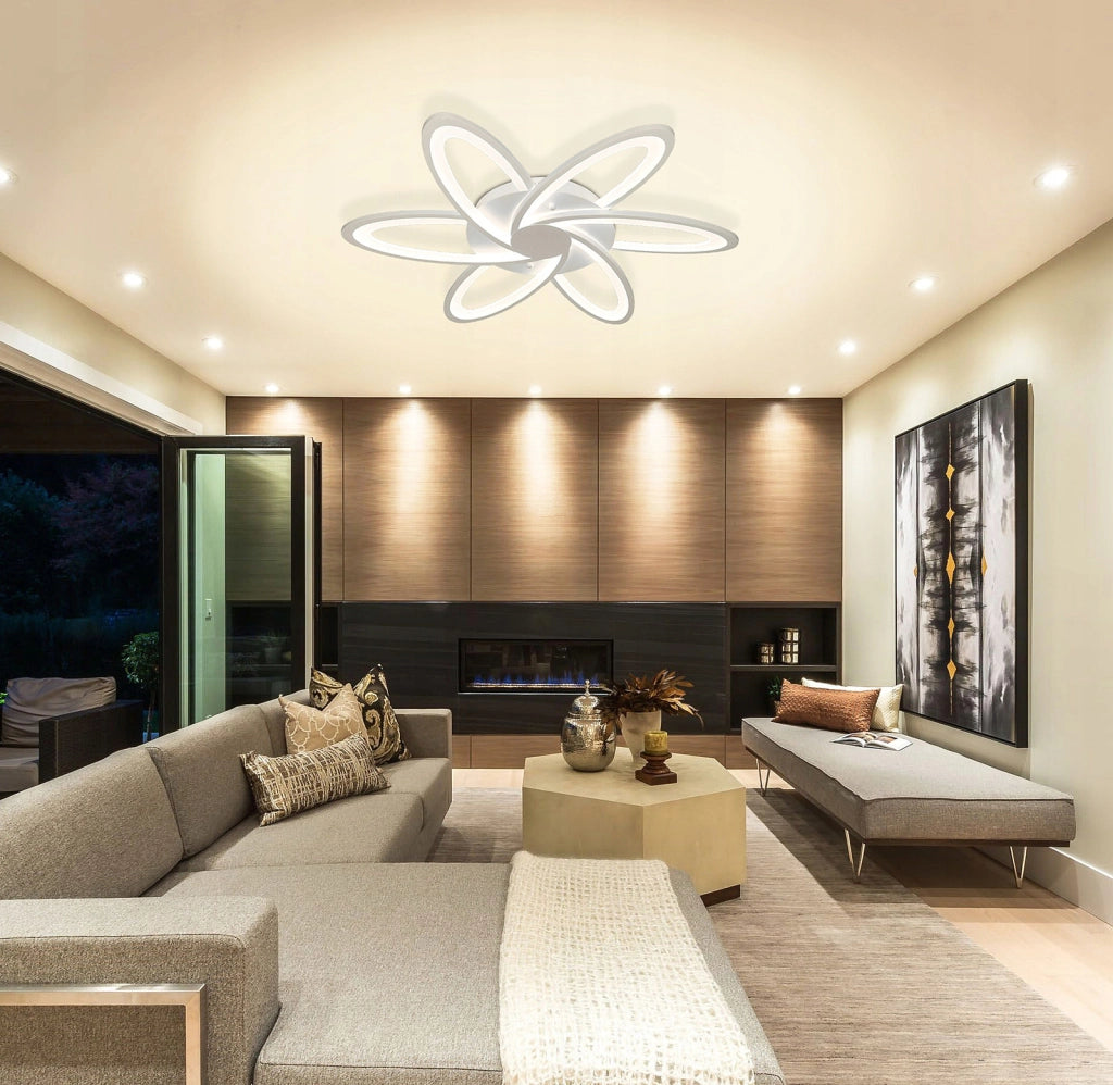 Plafoniera LED fiore bianca 6 luci telecomando Vargo