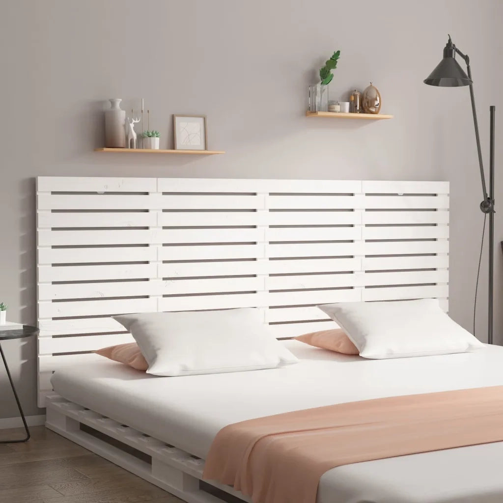 Testiera | Testata da Parete Bianca 166x3x91,5 cm Legno Massello di Pino