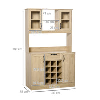 Mobile Credenza Alta da Cucina 106x48x180 cm in Legno Rovere