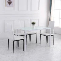 Tavolo Rettangolare da 4 Persone per Cucina e Soggiorno, Tavolo Moderno in Metallo e Vetro Temperato, 120x60x75 cm, Bianco
