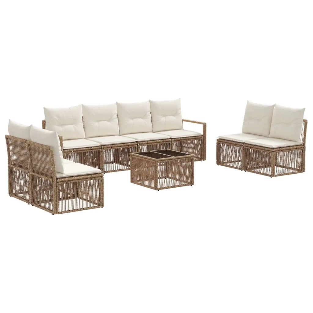Set Divano da Giardino 9 pcs Beige polyrattan 3435690