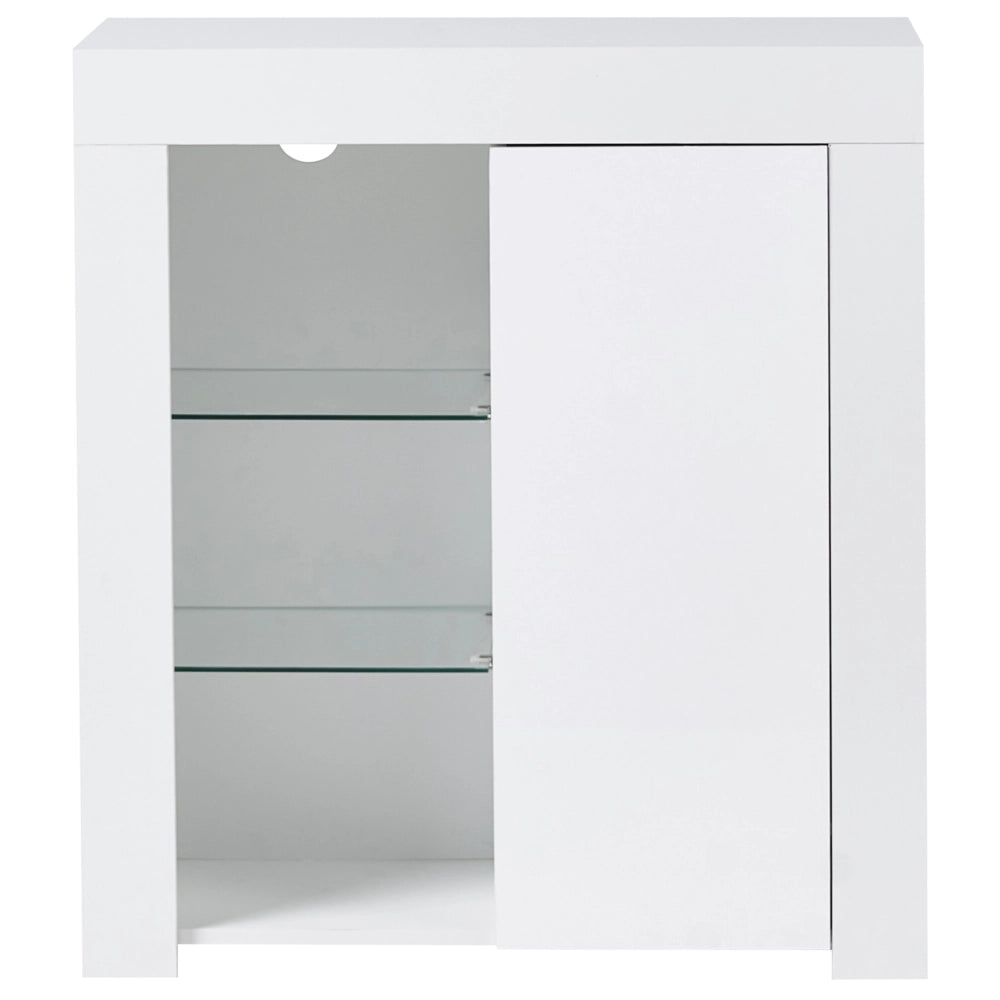 Credenza per soggiorno o camera da letto con 1 anta in MDF LED bianco stile moderno