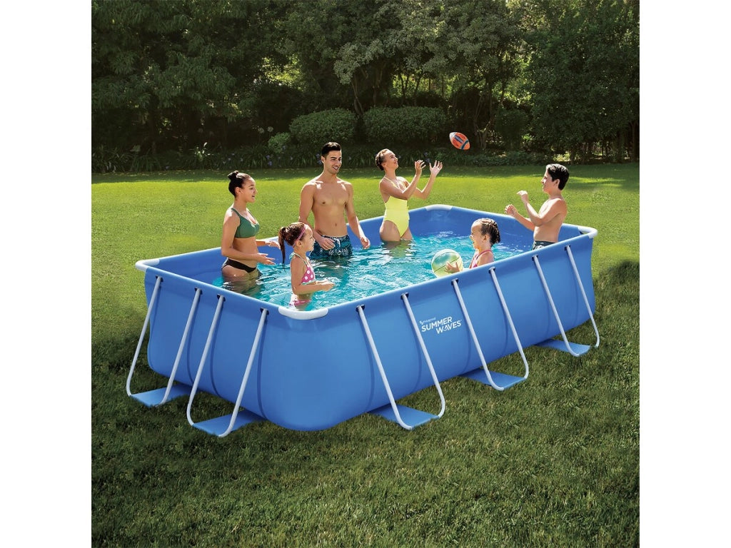 Piscina Fuori Terra rettangolare blu - LUDO 1 - 4 x 2 x 1 m - Filtrazione a cartuccia