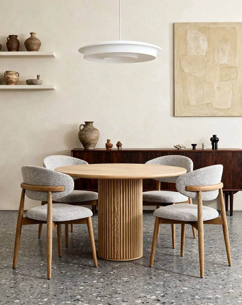 Sedia da pranzo Daphne in legno di caucciù colore noce e argilla