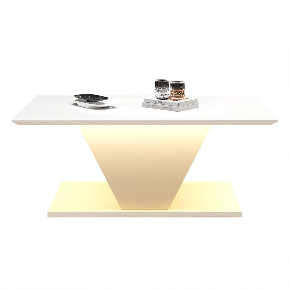 Tavolino a V - Xylo - 100x50cm design speciale bianco LED