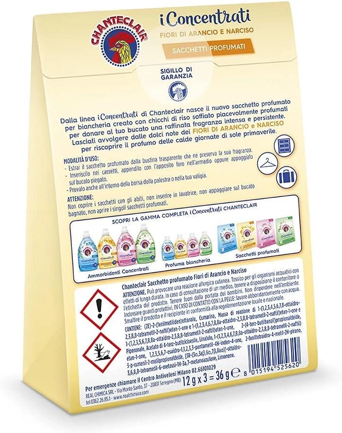 CHANTECLAIR I CONCENTRATI SACCHETTI PROFUMATI  3PZ FIORI DI ARANCIO E NARCISO INTENSI E RESISTENTI