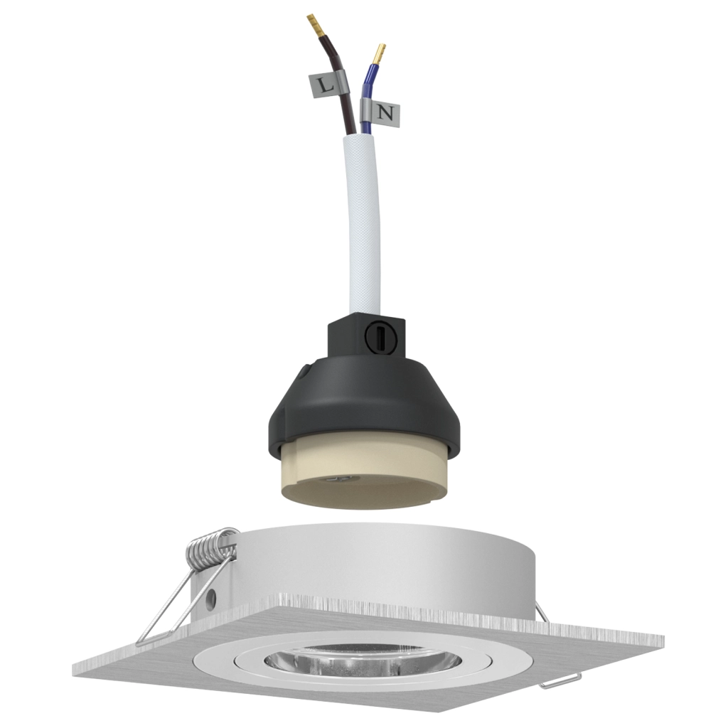 Fari Incassati 24 pz Quadrati GU10 Argento 91x91 mm
