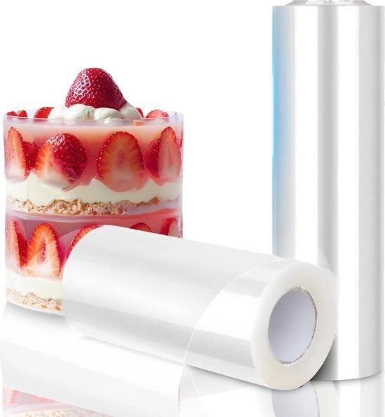 Foglia di carta da zucchero - 16 cm alta per stabilizzare decorazioni - Cordoncini di foglia di acetato - Rotolo di decorazione per torte - Anelli per mousse di cioccolato - Foglia trasparente di plastica riciclabile.