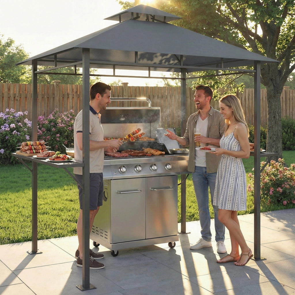Pergolato per Barbecue ¨C Zephmum ¨C Grigio 240x140x230 cm