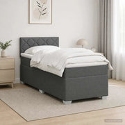 Letto con Box Spring, Materasso e LED Grigio Scuro 90 x 190 cm 3451841