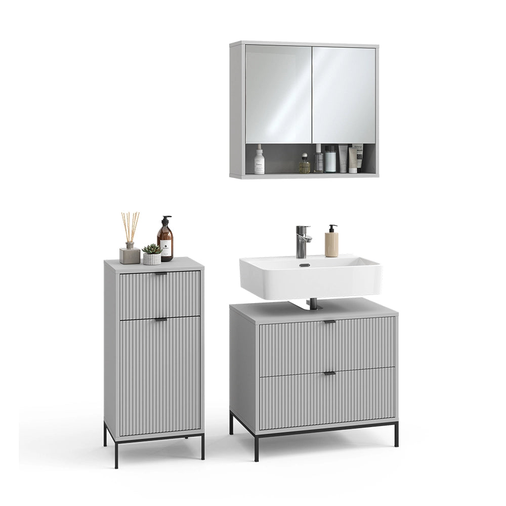 Vicco Set di mobili da bagno Grigio 3 parti