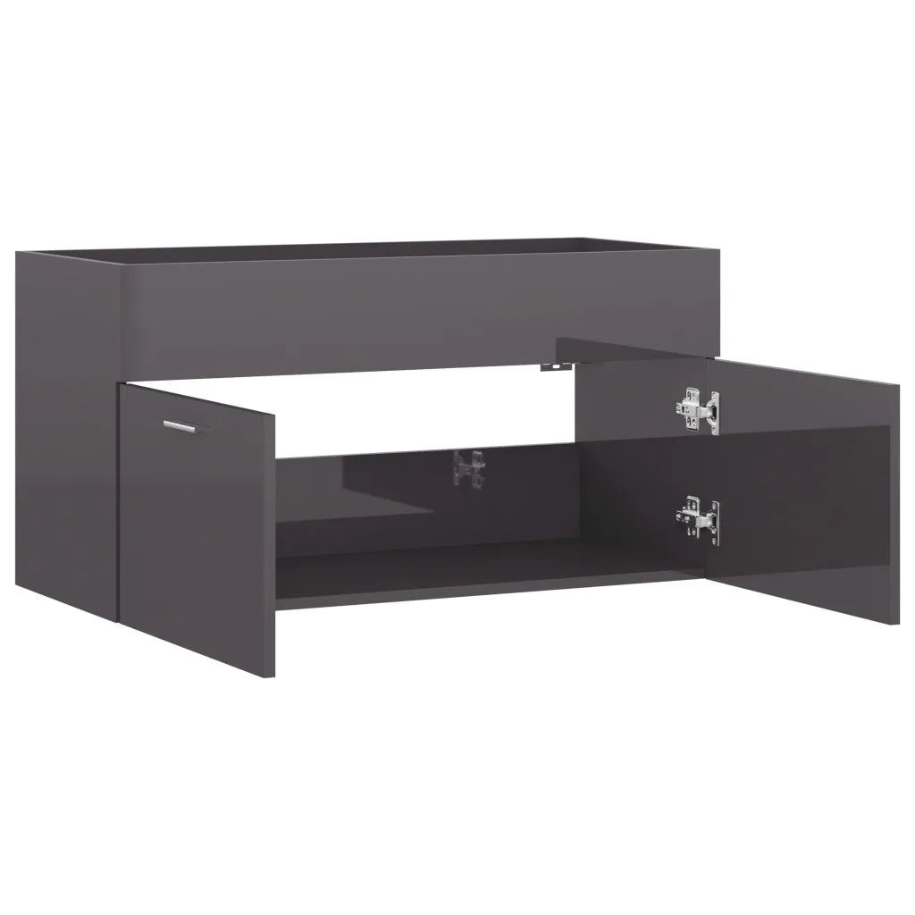 Mobile Sottolavabo Grigio Lucido 90x38,5x46 cm in Truciolato cod mxl 13280
