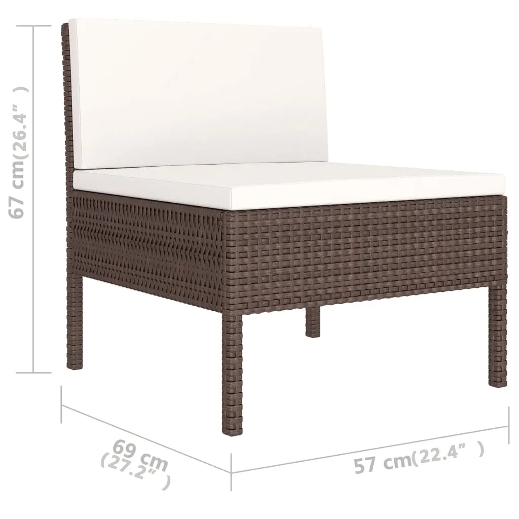 Set Divani da Giardino 6 pz con Cuscini in Polyrattan Marrone cod mxl 37813