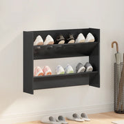 Scarpiera a Muro Nero Lucido 80x18x60 cm in Legno Multistrato 806755