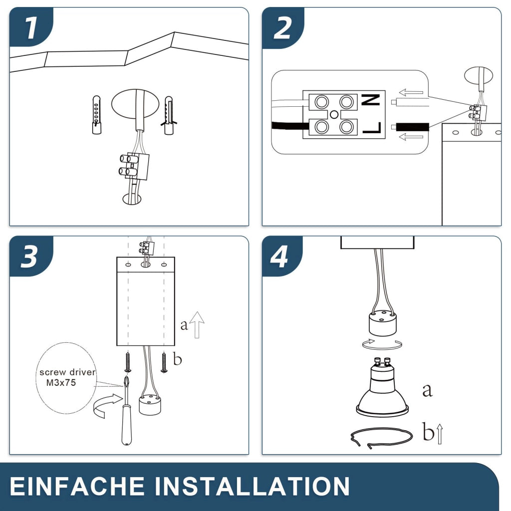 ZMH Lampada da soffitto plafoniera LED bianca GU10 faretto da incasso per soggiorno interno