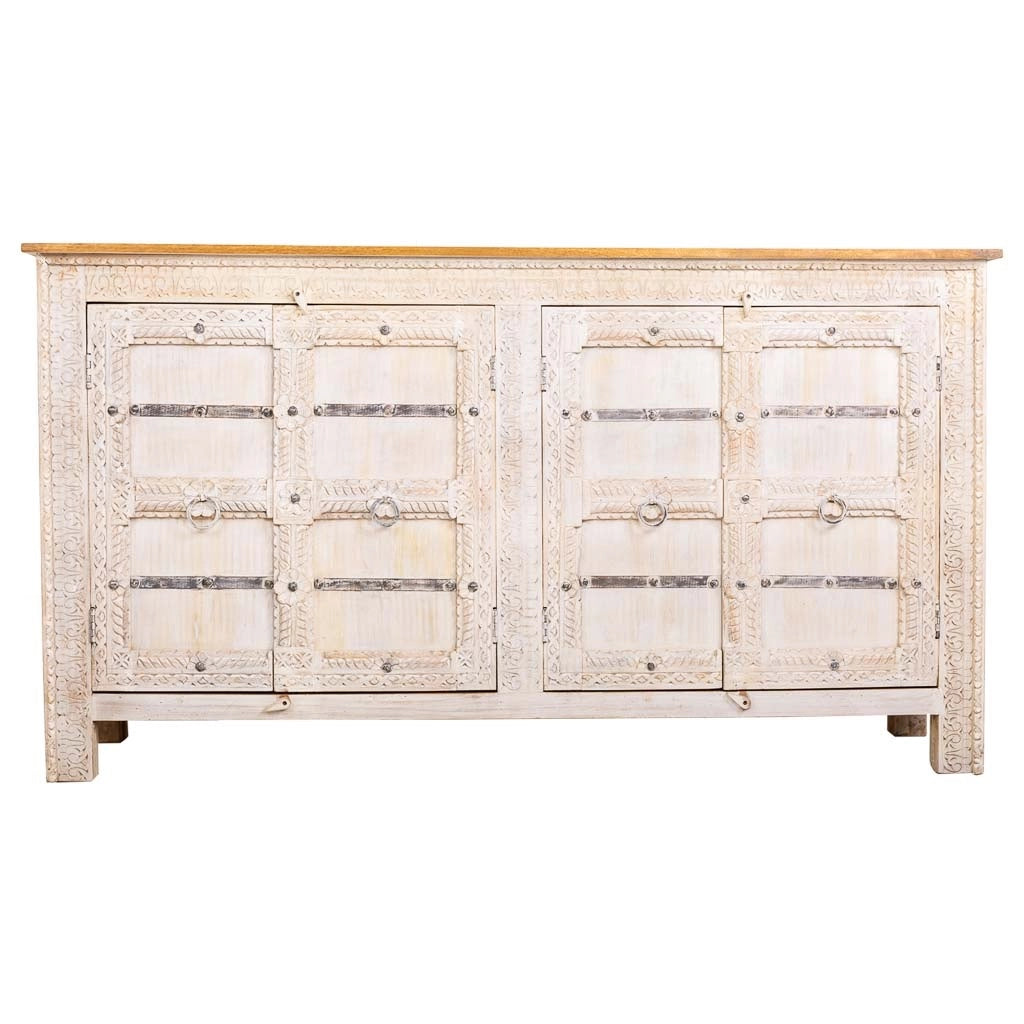 Credenza in legno bianco 190x45x105h
