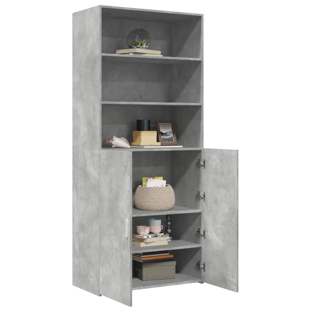 Credenza-Buffet-Armadio da cucina Grigio Cemento 80x42,5x185 cm in Legno Multistrato 643461