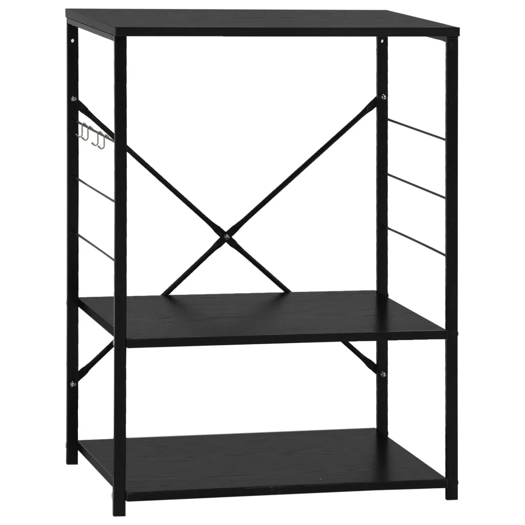 Armadio per microonde 60 x 39,6 x 79,5 cm con 3 ripiani e ganci per utensili in legno nero 02_0046480
