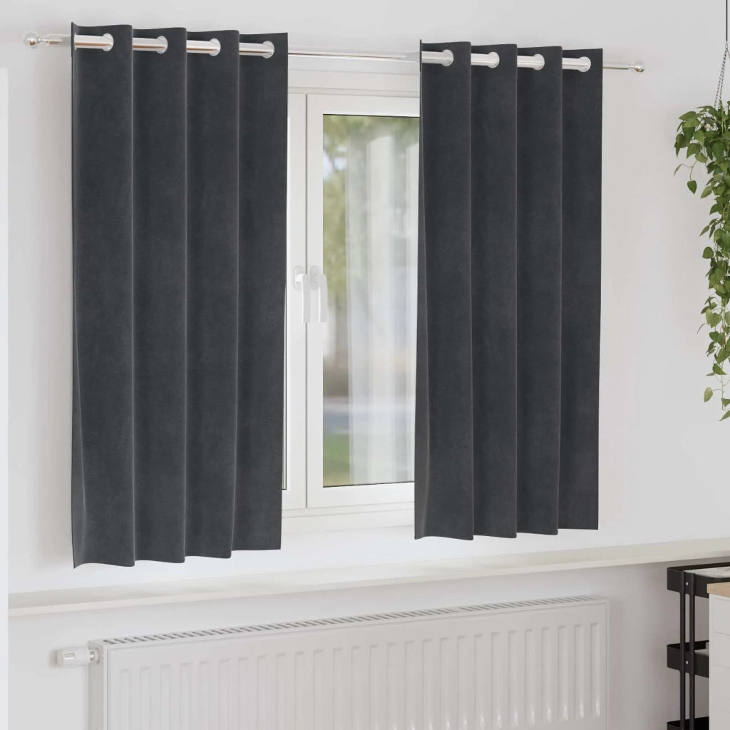 Tende Oscuranti | Tende Blackout 2 pz Grigio chiaro 140 x 175 cm Velluto