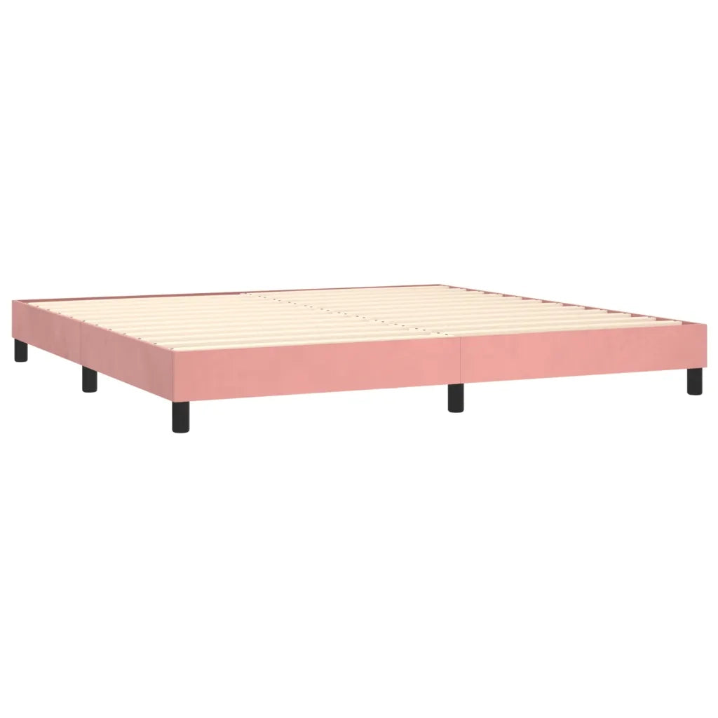 Giroletto a Molle con Materasso Rosa 200x200 cm in Velluto 3131104