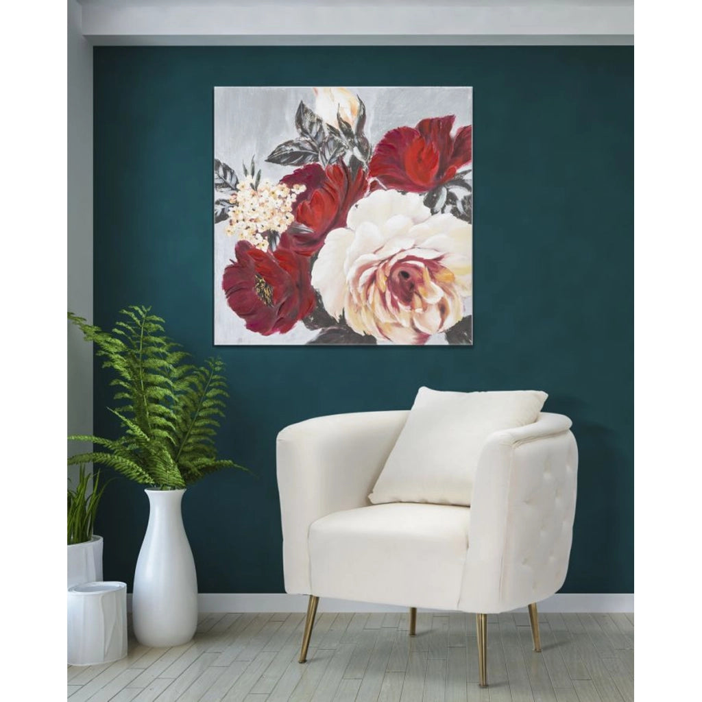 Stampa su Tela Fiori 62, Multicolore, Legno, 90x3,7x90 cm