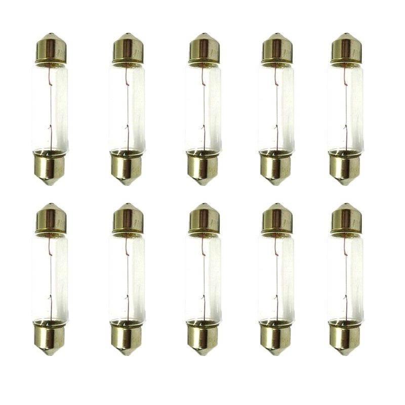 10 Lampade Alogene Siluro T11 C5W 12V 5W 39mm SV8.5 per Auto e Luci Targa
